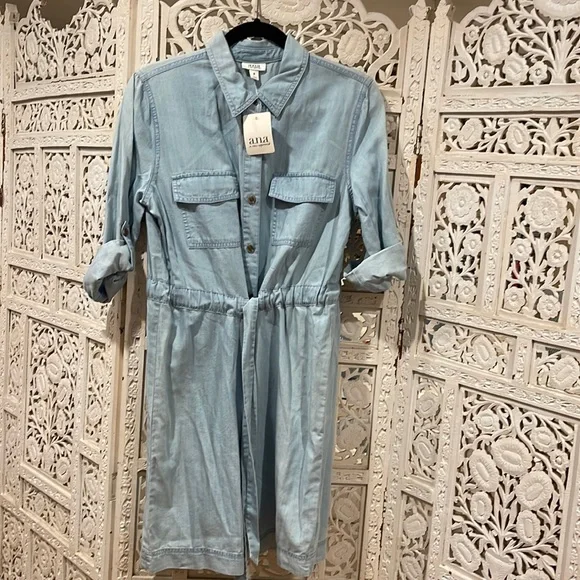 white christmas dresses Pinstripe Button Down Denim Dress – Ana Patricia Boutique main image 1